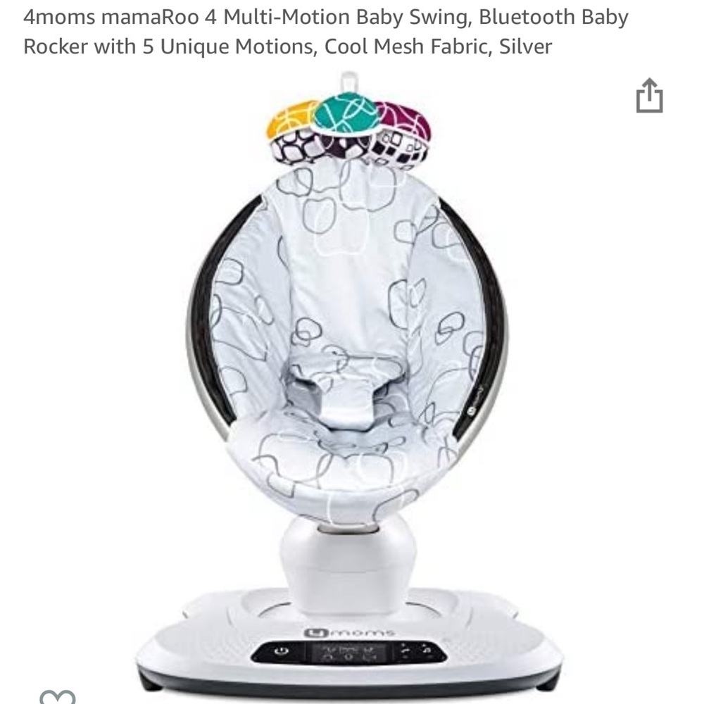 4moms mamaRoo 4 Multi-Motion Baby Swing, Bluetooth Baby
Rocker with 5 Unique Mot